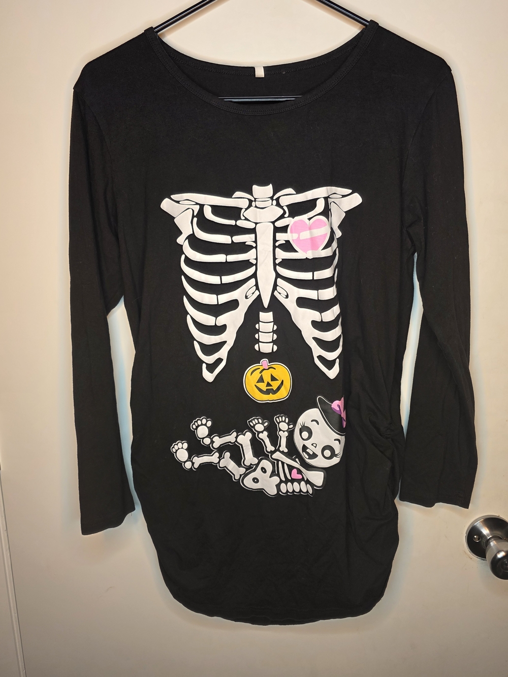 Black Halloween Skeleton Tunic with Pink & Yellow Accents